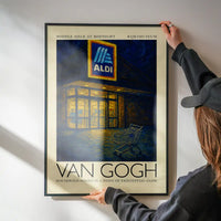 Van Gogh style Aldi parody painting print framed and displayed in a modern interior