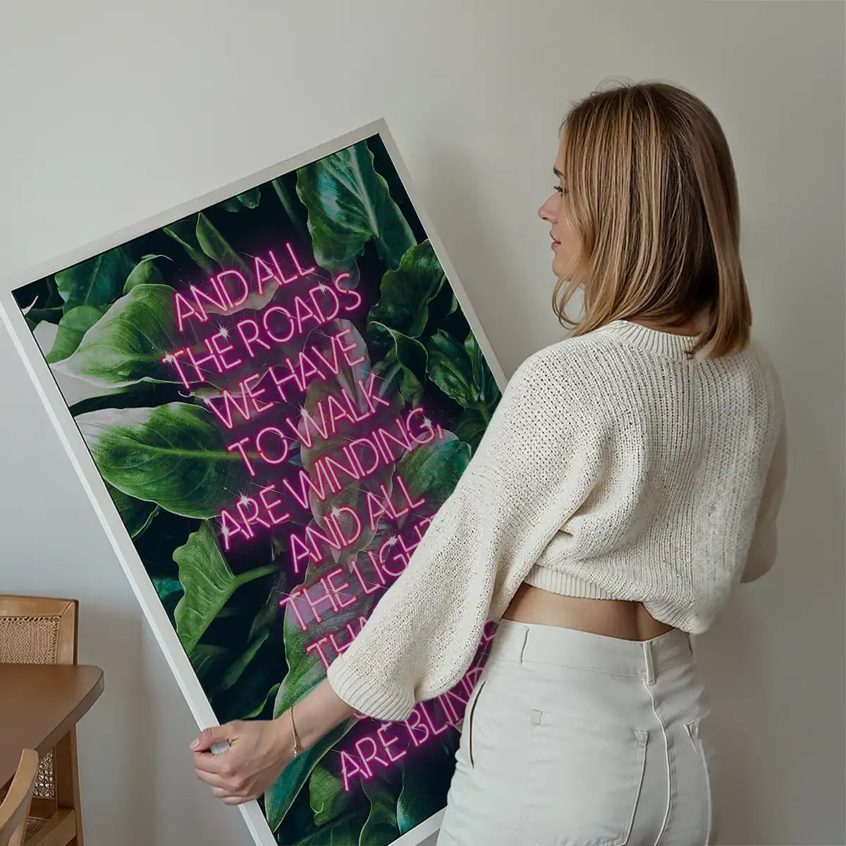 Wonderwall Oasis Lyrics Leaf Background Print