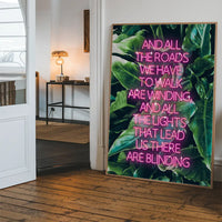 Wonderwall Oasis Lyrics Leaf Background Print