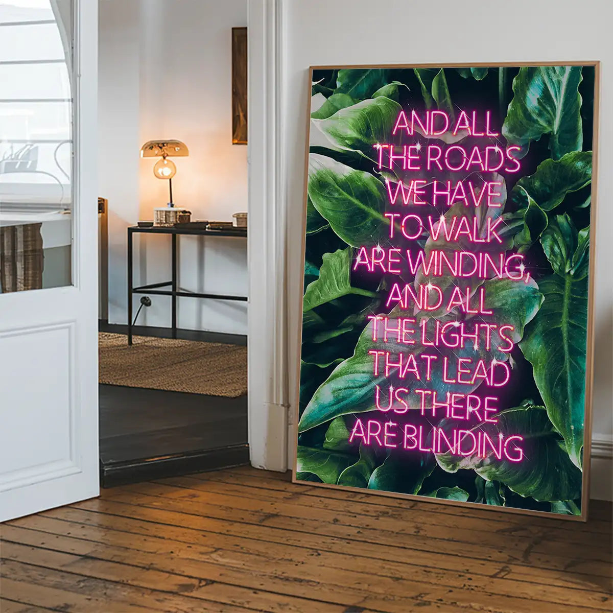 Wonderwall Oasis Lyrics Leaf Background Print