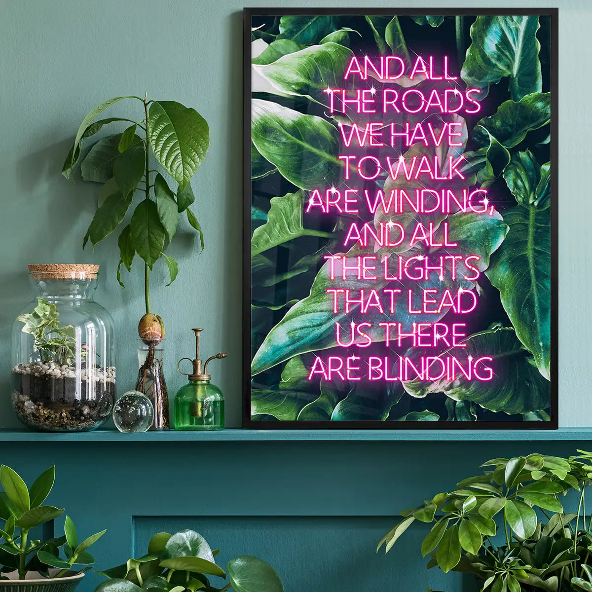 Wonderwall Oasis Lyrics Leaf Background Print