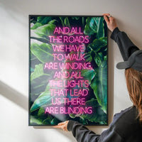 Wonderwall Oasis Lyrics Leaf Background Print