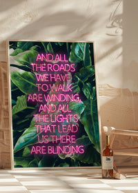 Wonderwall Oasis Lyrics Leaf Background Print