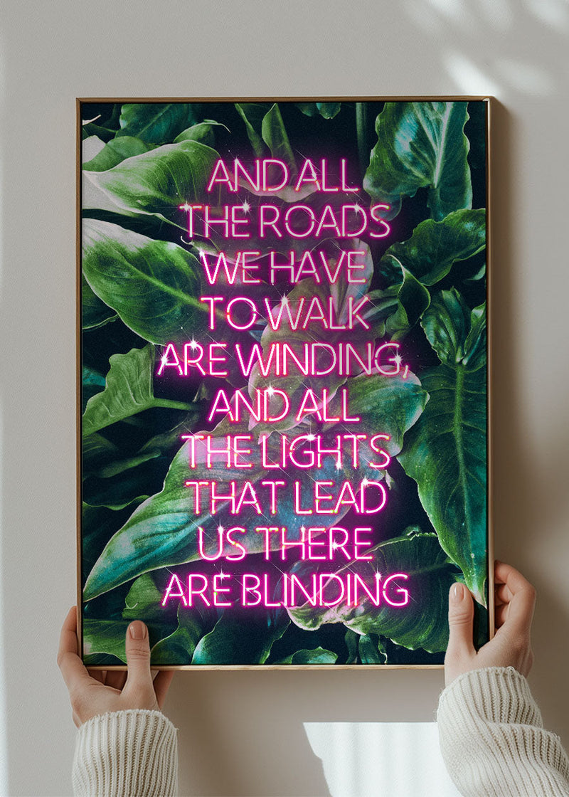 Wonderwall Oasis Lyrics Leaf Background Print