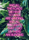 Wonderwall Oasis Lyrics Leaf Background Print