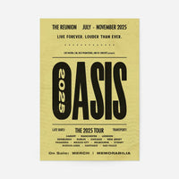 Oasis Tour Poster Print 2025 Yellow