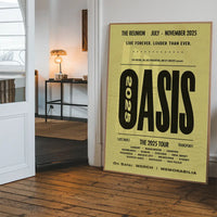Oasis Tour Poster Print 2025 Yellow