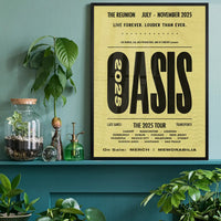 Oasis Tour Poster Print 2025 Yellow