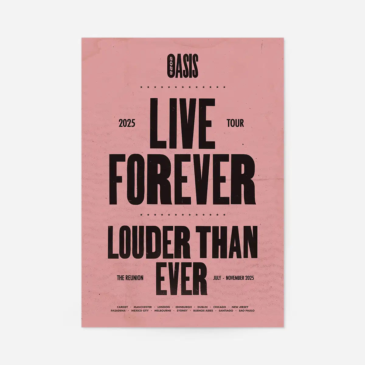 Oasis Tour Poster Print 2025 Pink