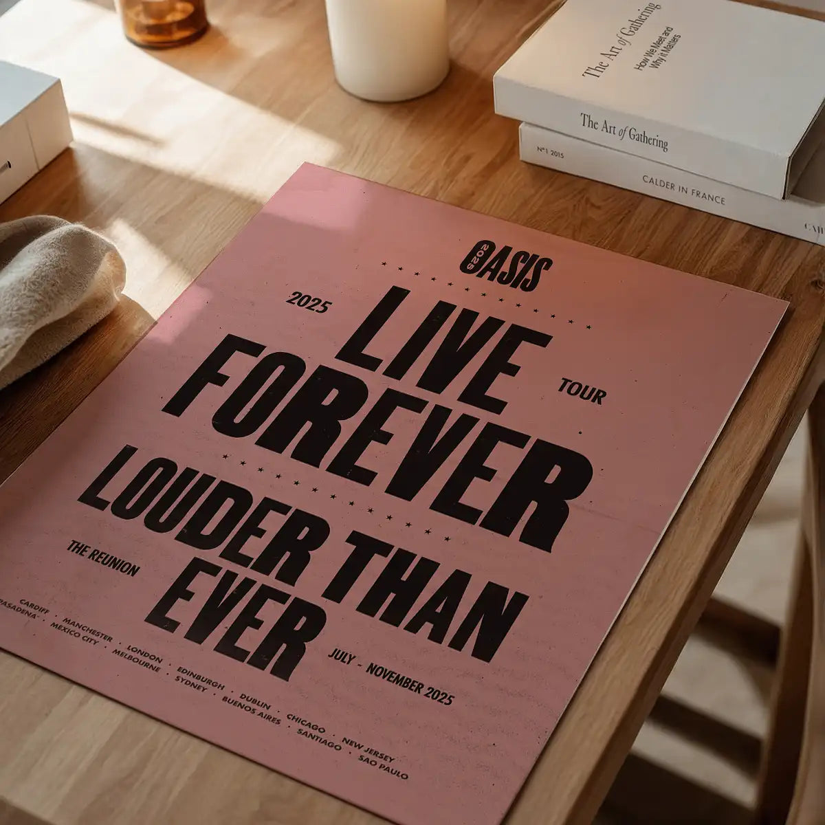 Oasis Tour Poster Print 2025 Pink