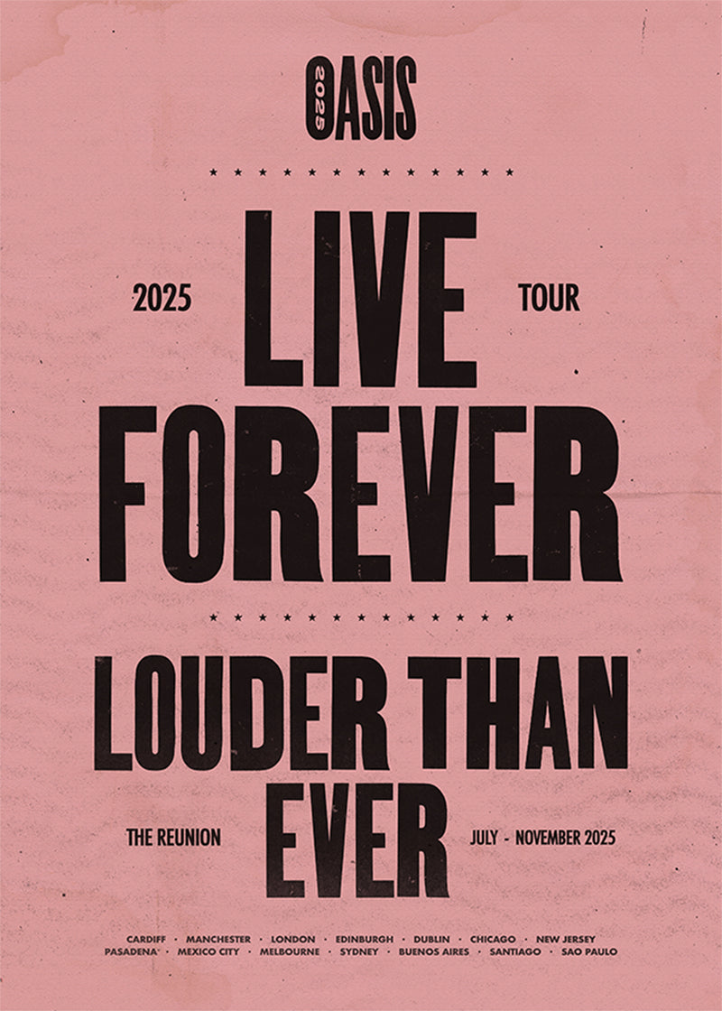 Oasis Tour Poster Print 2025 Pink