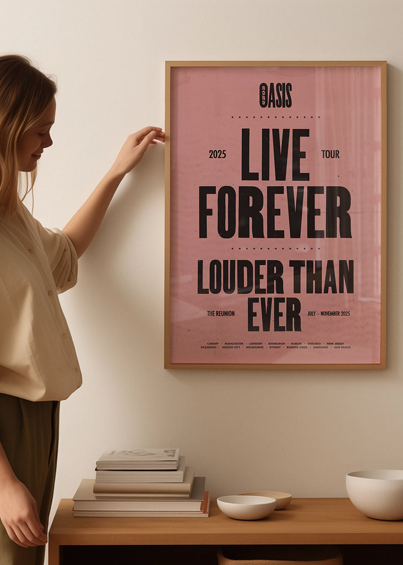Oasis Tour Poster Print 2025 Pink