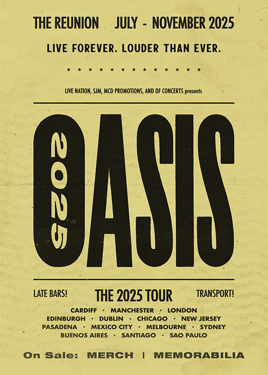 Oasis Tour Poster Print 2025 Yellow – InkAndDrop