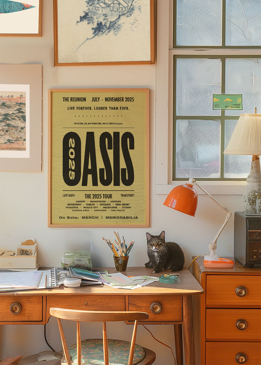 Oasis Tour Poster Print 2025 Yellow