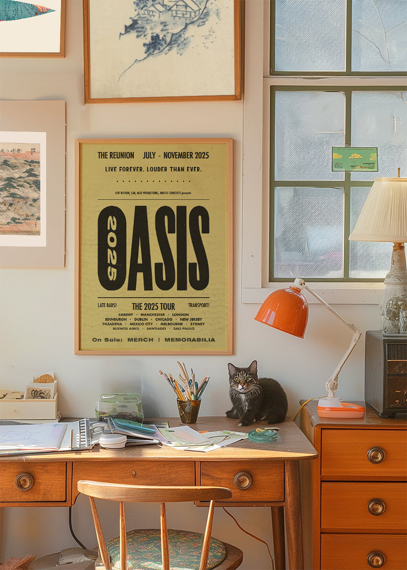 Oasis Tour Poster Print 2025 Yellow