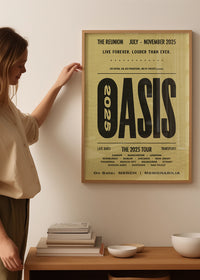 Oasis Tour Poster Print 2025 Yellow