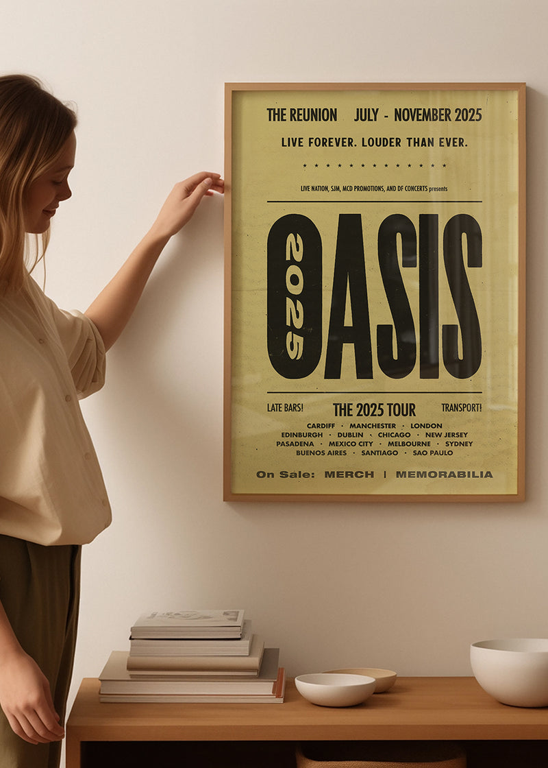 Oasis Tour Poster Print 2025 Yellow