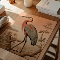 Vintage Heron Illustration Peach Print