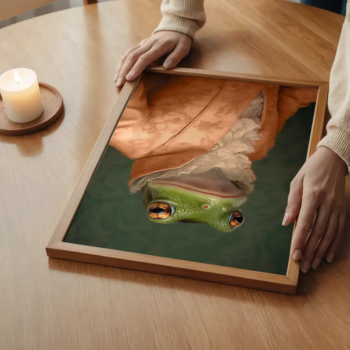 Frog in Peach Jacket Animal Portrait Print
