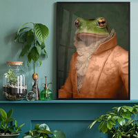 Frog in Peach Jacket Animal Portrait Print