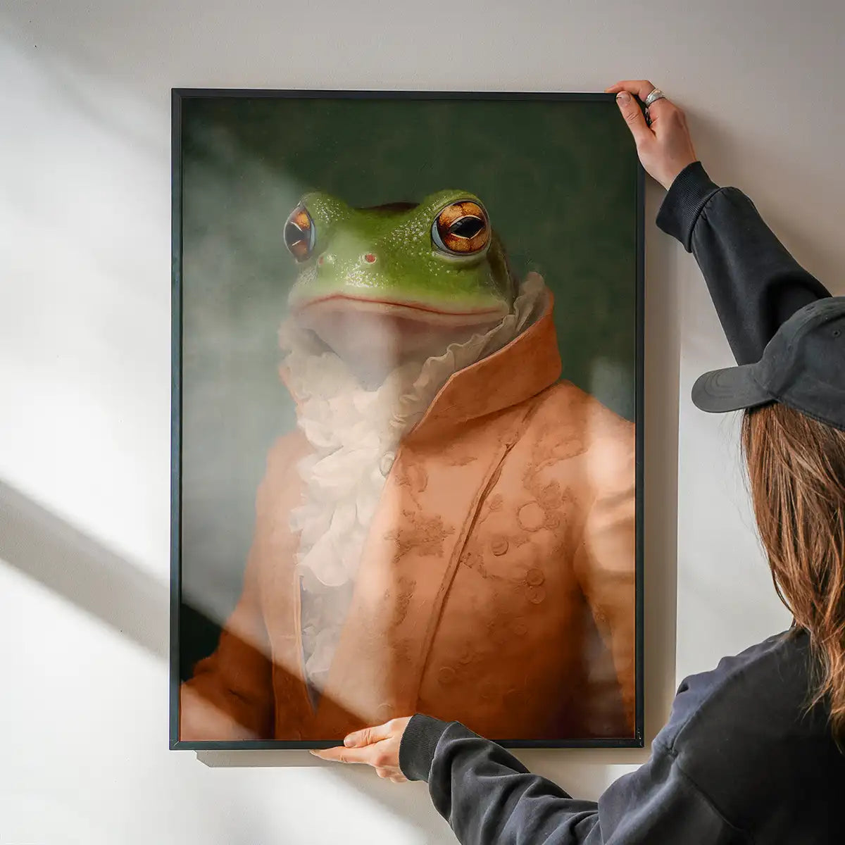 Frog in Peach Jacket Animal Portrait Print