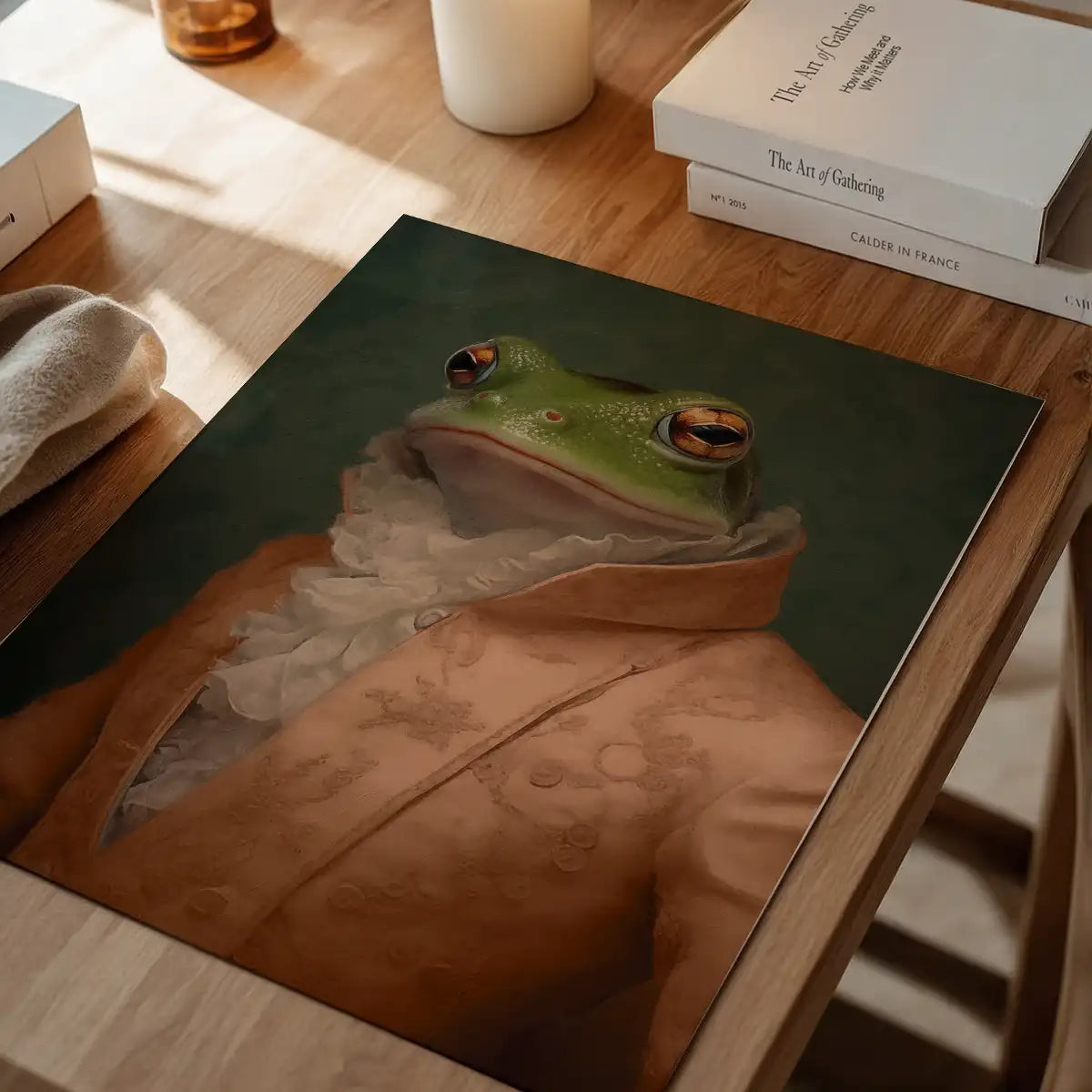 Frog in Peach Jacket Animal Portrait Print