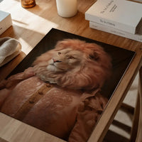 Lion in Peach Jacket Animal Portrait Print