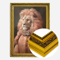 Lion in Peach Jacket Animal Portrait Print