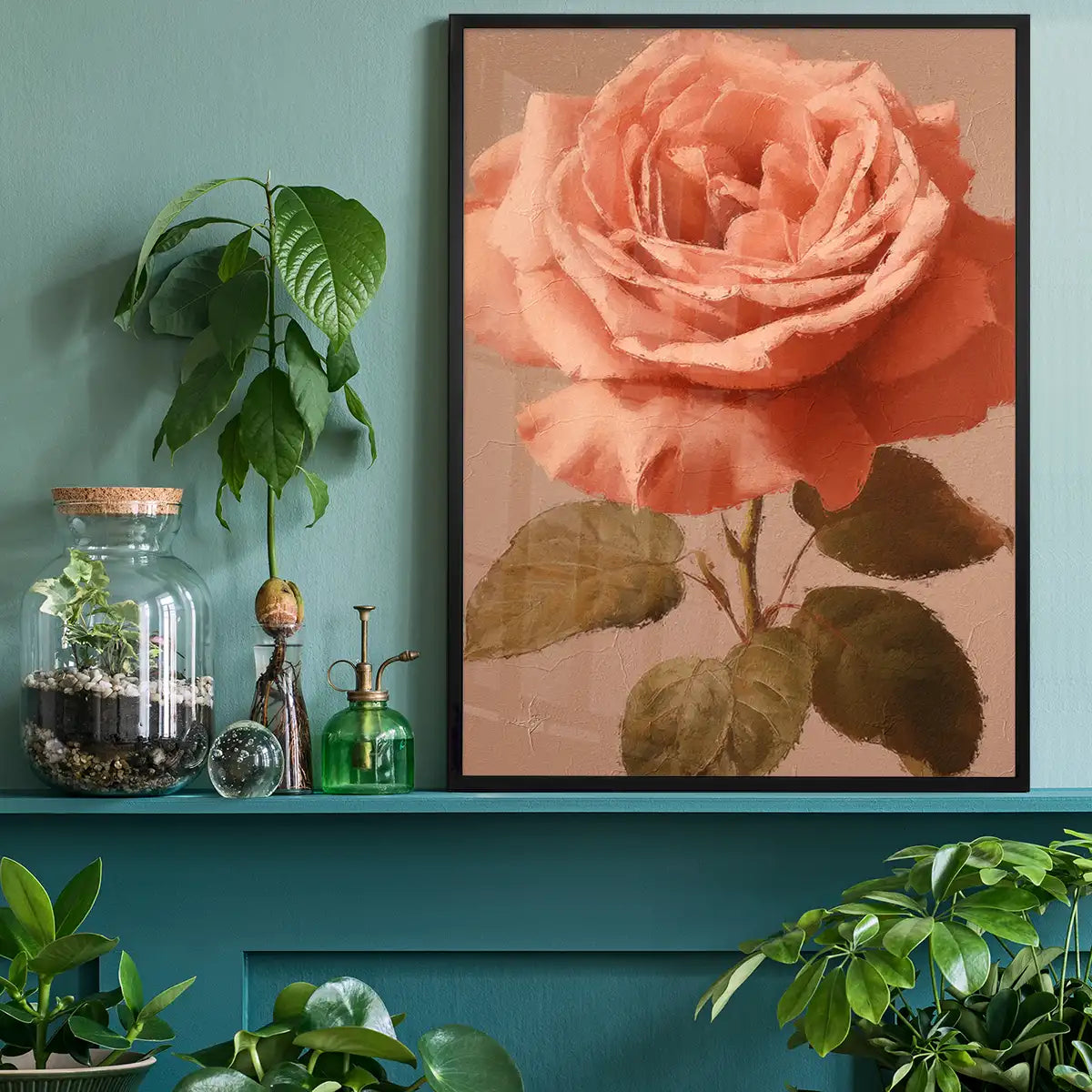 Large Close-Up Peach Rose Painting