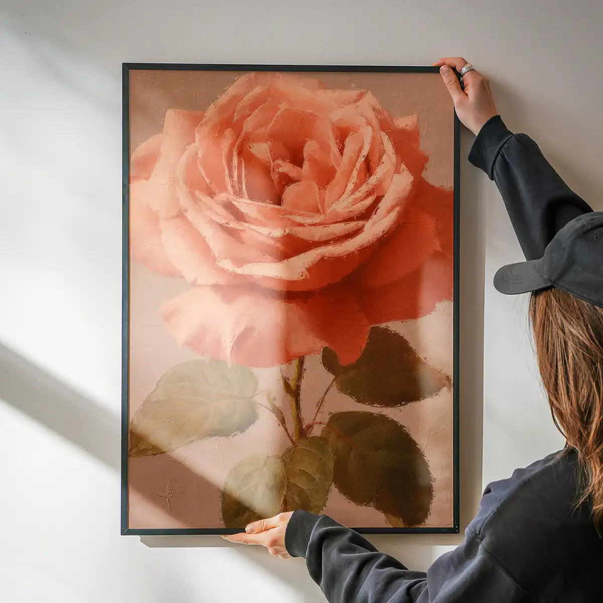 Large Close-Up Peach Rose Painting