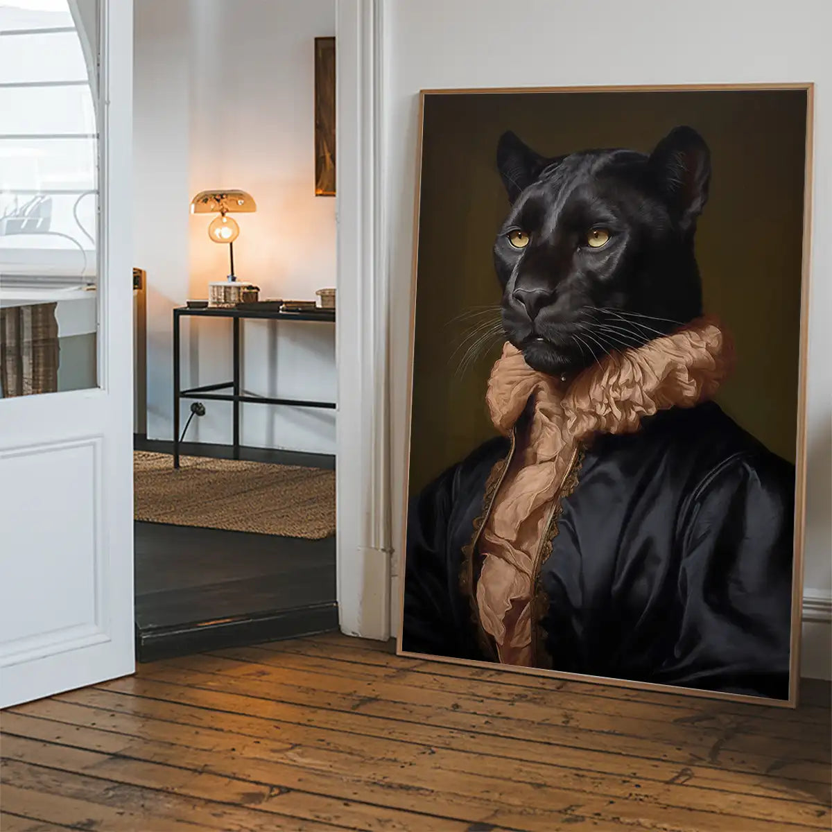 Black Panther in Peach Neck Ruff Print