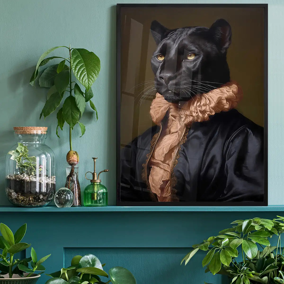 Black Panther in Peach Neck Ruff Print