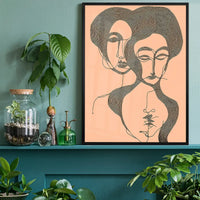 Abstract Line Art Illustration Peach Print