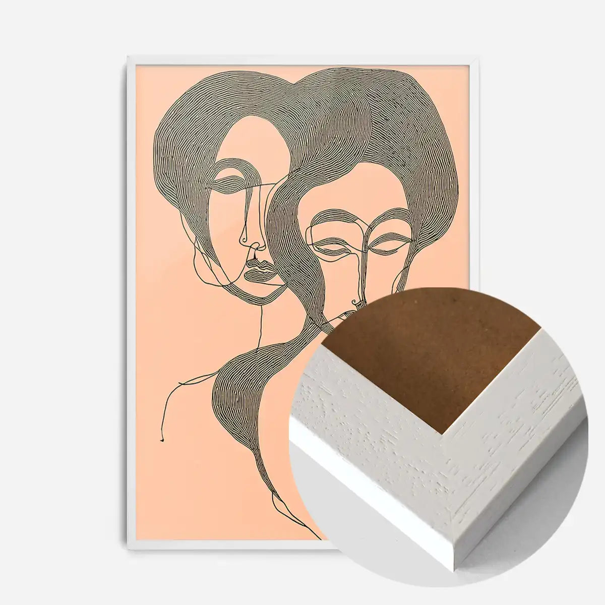 Abstract Line Art Illustration Peach Print