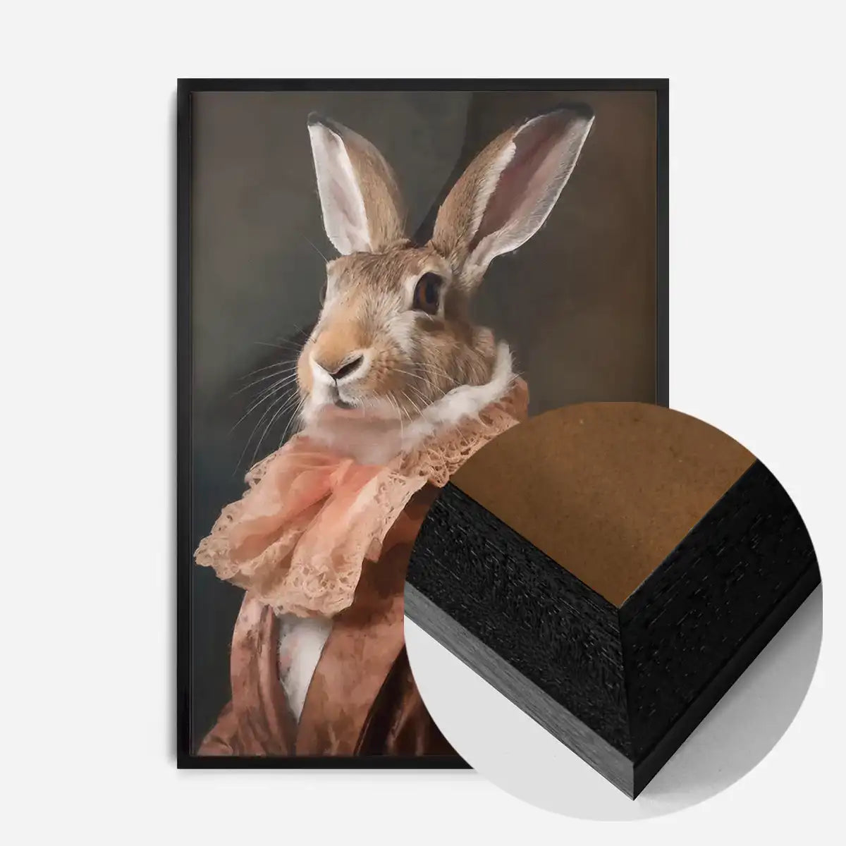 Large Rabbit Peach Portait Print