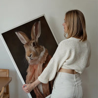 Large Rabbit Peach Portait Print