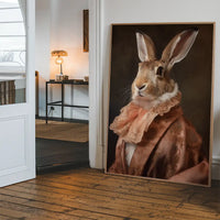 Large Rabbit Peach Portait Print