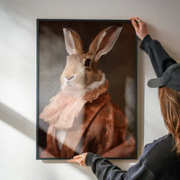 Large Rabbit Peach Portait Print