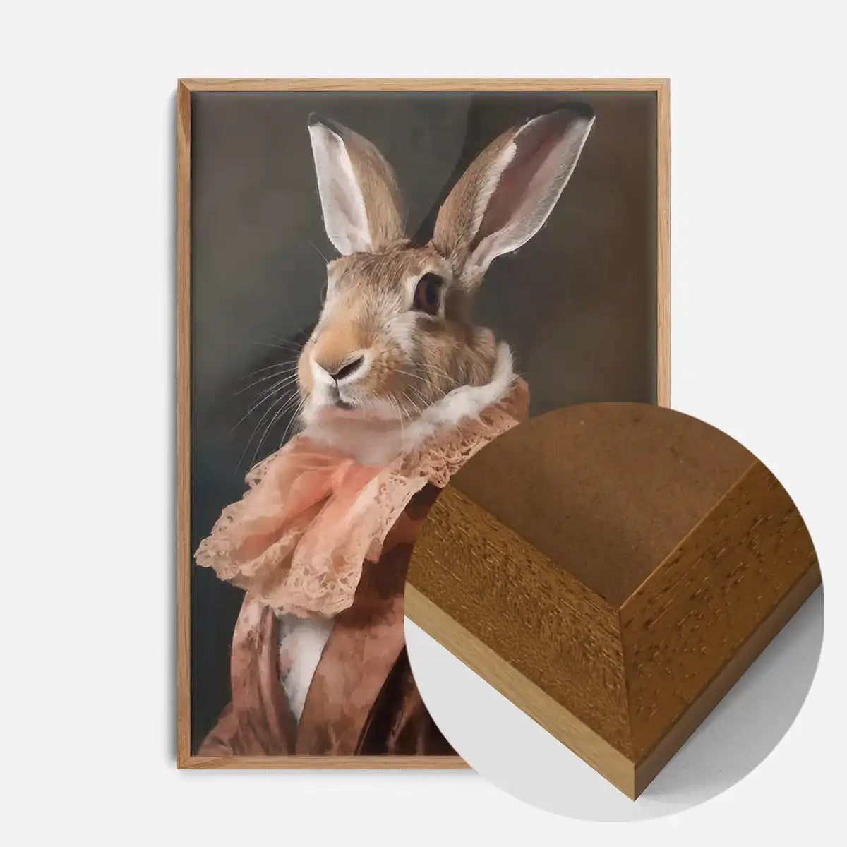 Large Rabbit Peach Portait Print