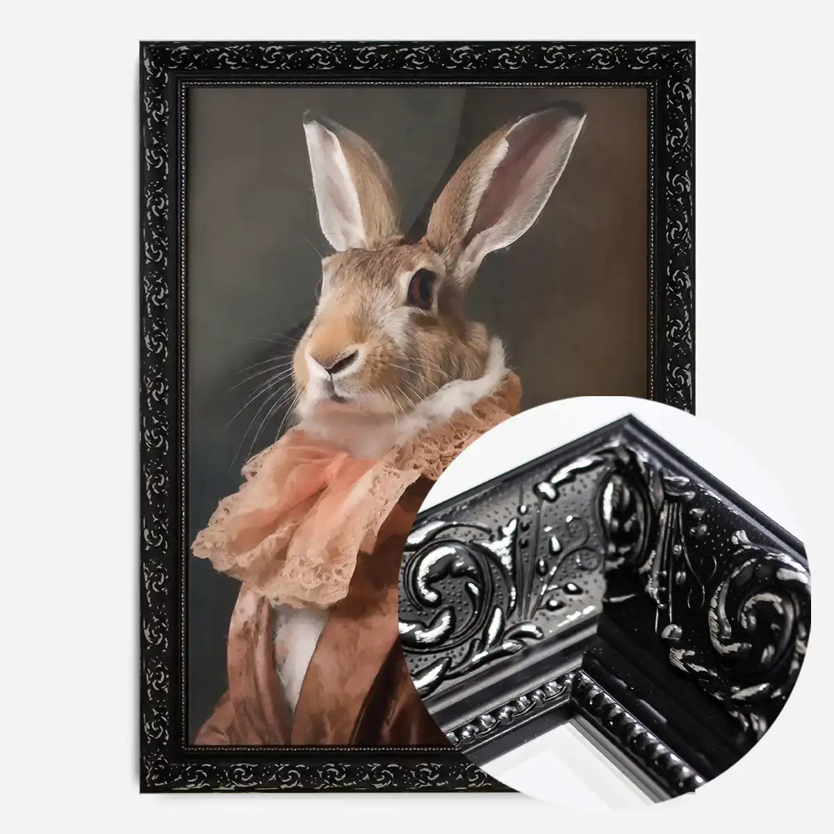Large Rabbit Peach Portait Print