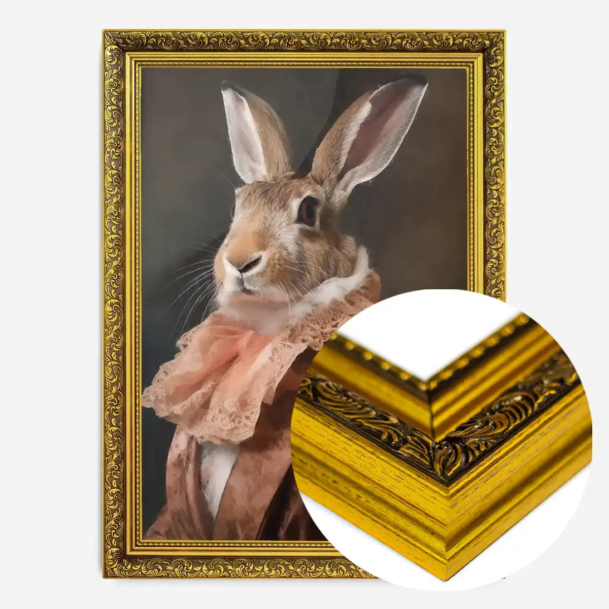 Large Rabbit Peach Portait Print