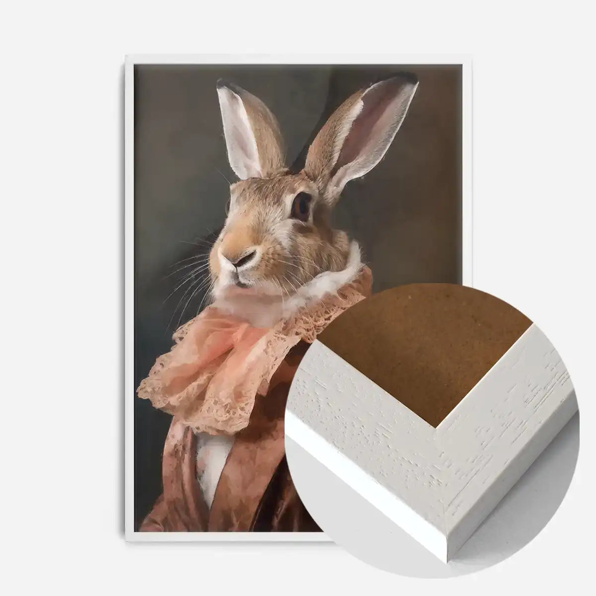 Large Rabbit Peach Portait Print