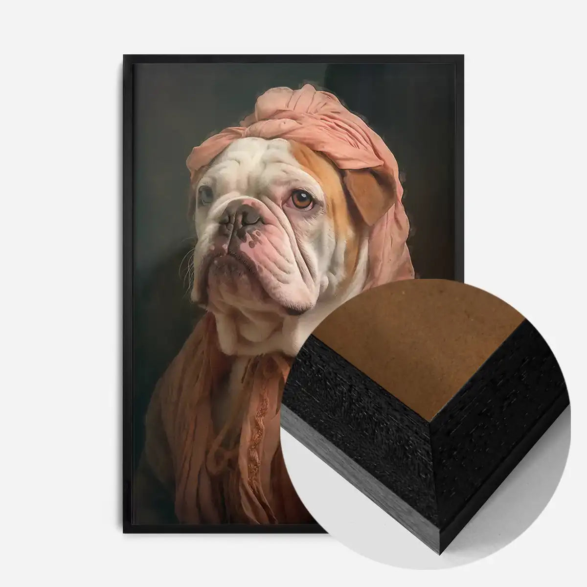 English Bulldog in Peach Outfit Print