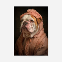 English Bulldog in Peach Outfit Print