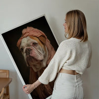 English Bulldog in Peach Outfit Print