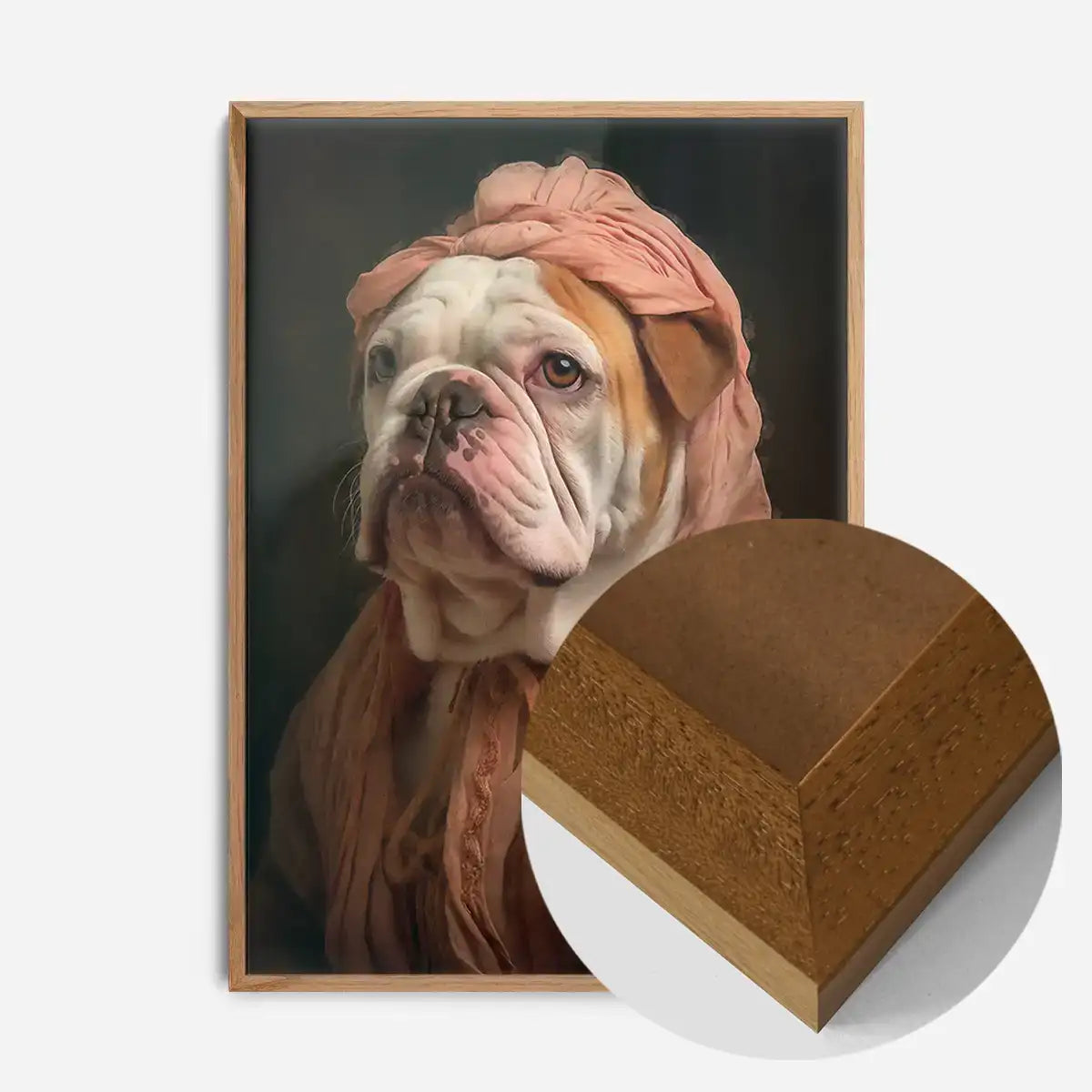 English Bulldog in Peach Outfit Print
