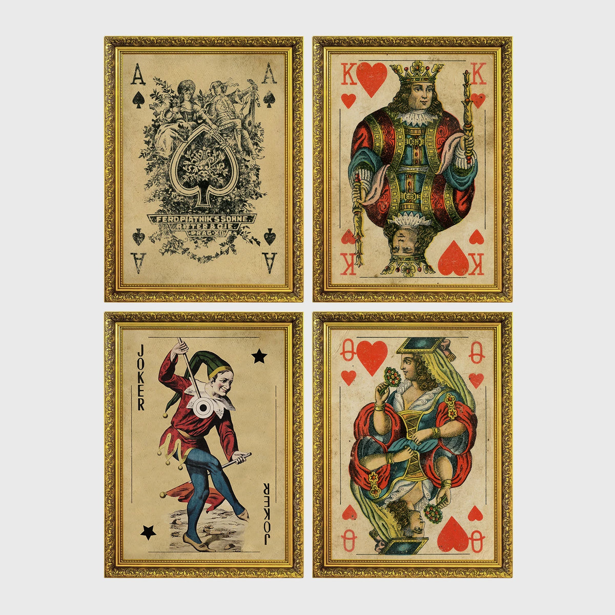 Set of 4 framed prints, French-style illustrated floral posters: "Fleurs et Feuilles" abstract flower vase illustration; "Galerie de Fleurs" illustration of a woman with flowers; "Le Jardin" wildflower garden illustration; and "Saison du Marché" pink flower illustration — unframed