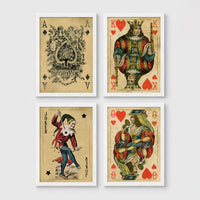 Set of 4 framed prints, French-style illustrated floral posters: "Fleurs et Feuilles" abstract flower vase illustration; "Galerie de Fleurs" illustration of a woman with flowers; "Le Jardin" wildflower garden illustration; and "Saison du Marché" pink flower illustration — unframed