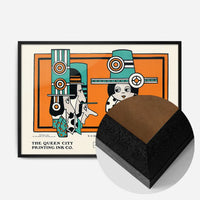 Queen City Printing Inks Vintage Poster - Green & Orange Figures Print
