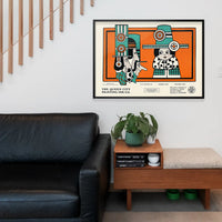 Queen City Printing Inks Vintage Poster - Green & Orange Figures Print